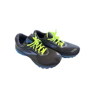 Brooks Ghost 12 Mens Running Shoes Black Blue Neon Green Size 10